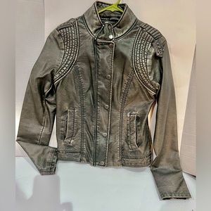 Aeropostale faux Leather Moto Jacket, women’s size small , Dark grey, NWOT!